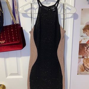 Glitter Color Block Midi Dress